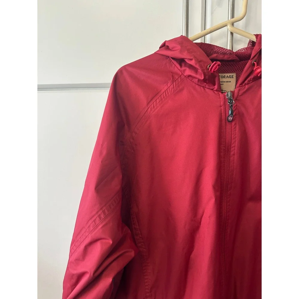 Cold Storage Foul Weather Gear Red Hooded Windbreaker Jacket Mens Large Mesh Lin